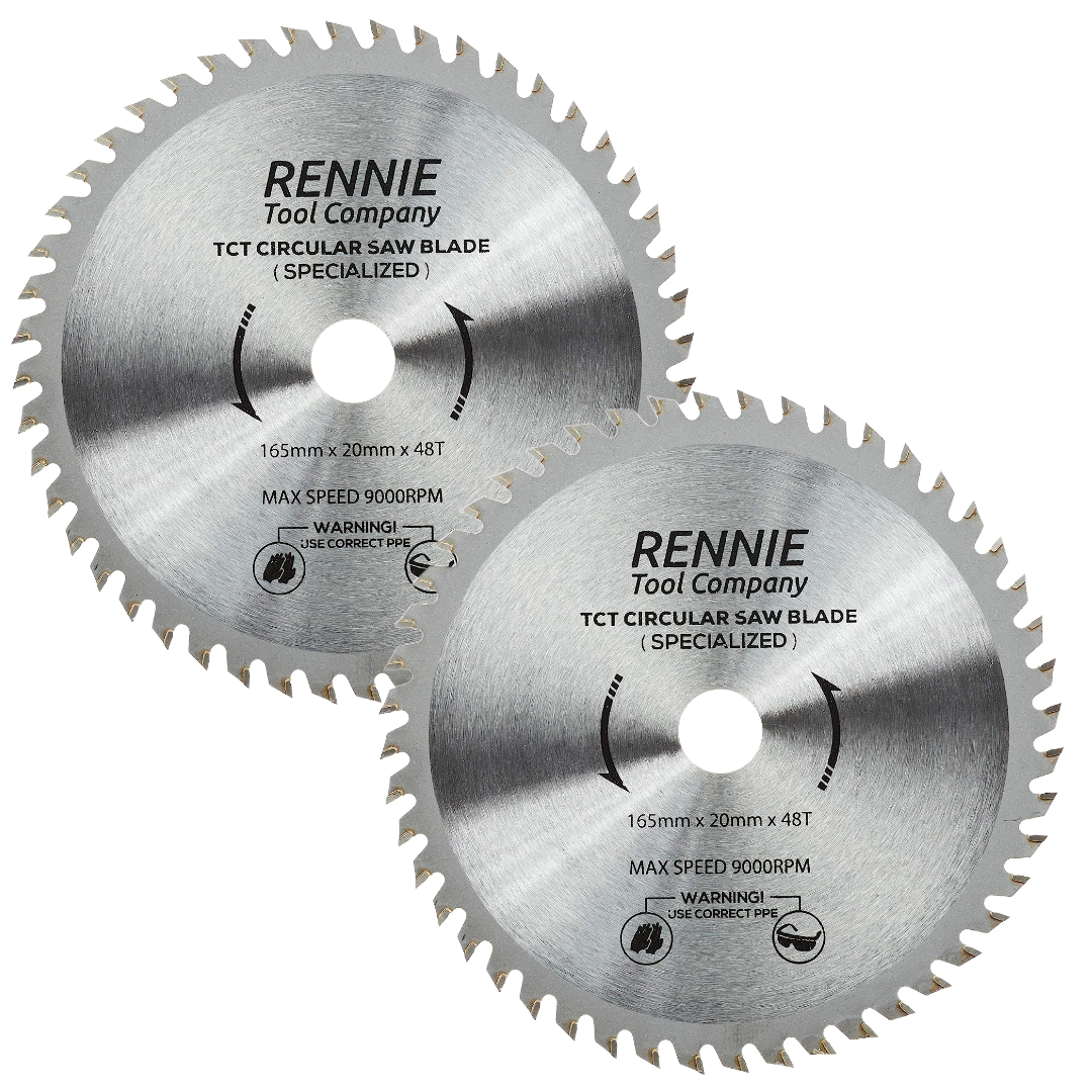 2 Pack 165mm x 48T TCT Cordless Circular Wood Saw Blades With Thin K