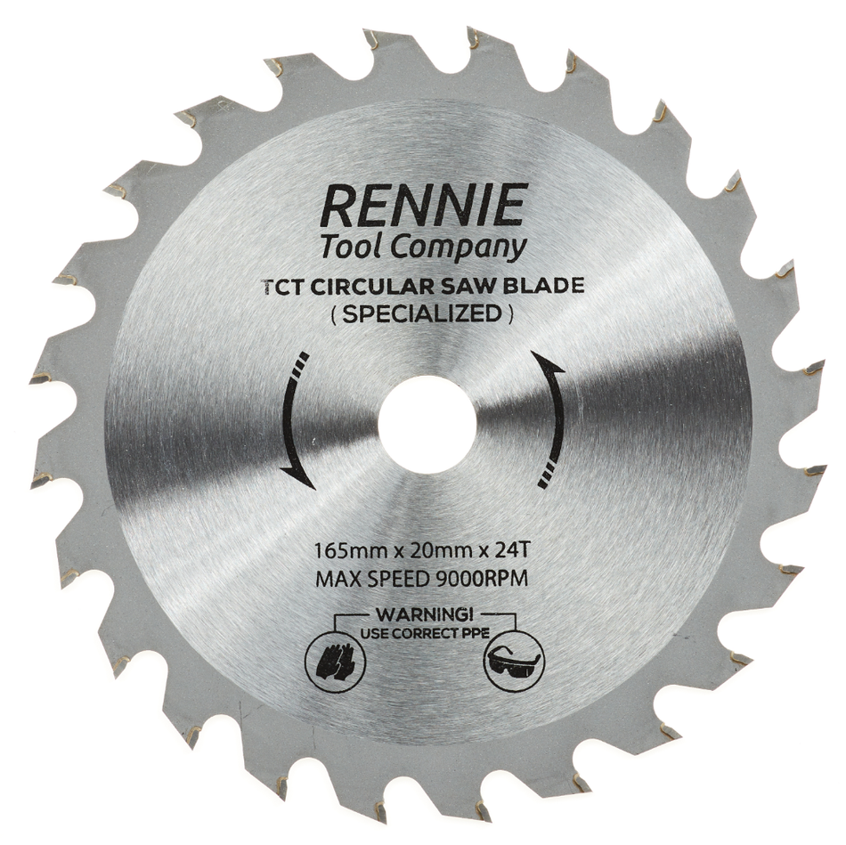 165mm x 24T TCT Cordless Circular Wood Saw Blade With Thin Kerf. Fits Bosch Makita Ryobi Dewalt Circular Saws etc