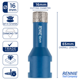 M14 Shank Diamond Tile Drill Bits / Holesaws For Use With Angle Grinders