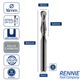 Solid Carbide 2 Flute Ballnose Up Cut Router Bits
