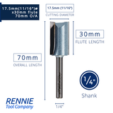 1/4" Shank TCT Tipped Straight Flute Router Bits Fits Makita Festool Dewalt Trend Routers