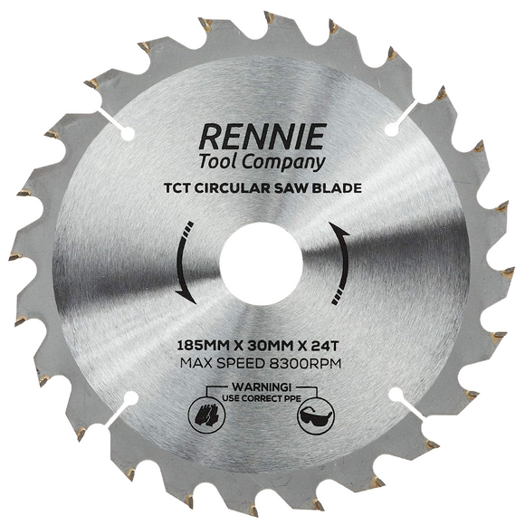 185mm x 24T TCT Circular Wood Saw Blade. Fits Evolution Bosch Makita Ryobi Dewalt Circular Saws Etc