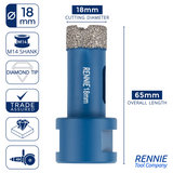 M14 Shank Diamond Tile Drill Bits / Holesaws For Use With Angle Grinders