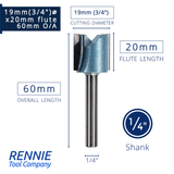 1/4" Shank TCT Tipped Straight Flute Router Bits Fits Makita Festool Dewalt Trend Routers