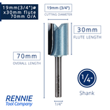1/4" Shank TCT Tipped Straight Flute Router Bits Fits Makita Festool Dewalt Trend Routers