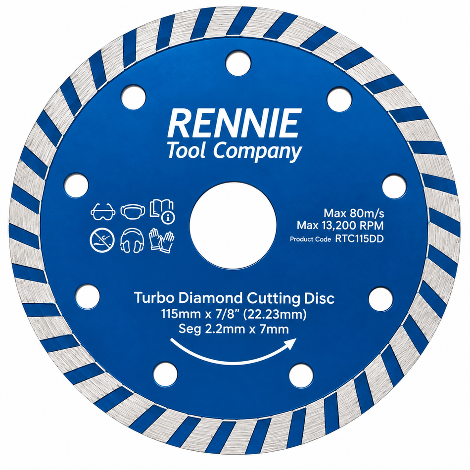 115mm (4 1/2") Turbo Diamond Cutting Blade / Angle Grinder Disc For Tiles, Stones Etc