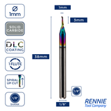 Solid Carbide Single Flute DLC Coated End Mill For Aluminium & ACM