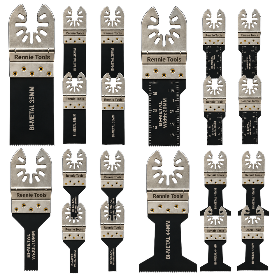 20 x Bi-Metal Oscillating Multi Tool Blade Set 10mm, 20mm, 35mm & 45mm Wide