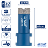 M14 Shank Diamond Tile Drill Bits / Holesaws For Use With Angle Grinders
