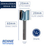 1/4" Shank TCT Tipped Straight Flute Router Bits Fits Makita Festool Dewalt Trend Routers