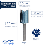 1/4" Shank TCT Tipped Straight Flute Router Bits Fits Makita Festool Dewalt Trend Routers