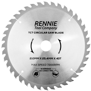 210mm x 25.4mm Bore x 40T TCT Circular Wood Saw Blade Fits Evolution Saws & Evolution Rage Saws.
