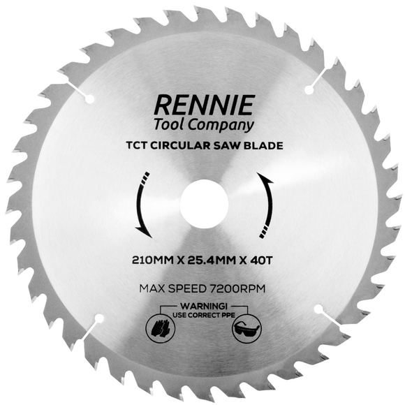 210mm x 25.4mm Bore x 40T TCT Circular Wood Saw Blade