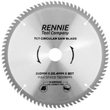 210mm x 25.4mm Bore x 80T TCT Circular Wood Saw Blade Fits Evolution Saws & Evolution Rage Saws