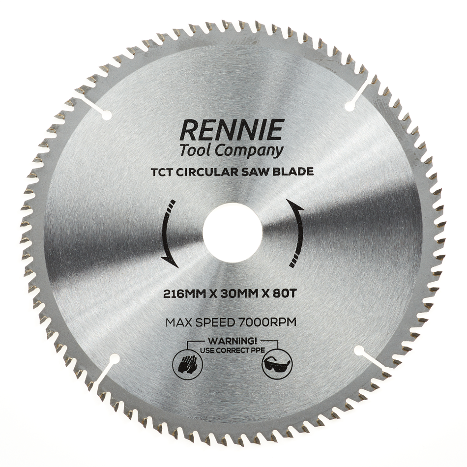 216mm x 80T TCT Circular Wood Saw Blade. Fits Festool Bosch Makita Dewalt Circular Saws Etc