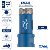 M14 Shank Diamond Tile Drill Bits / Holesaws For Use With Angle Grinders