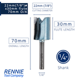 1/4" Shank TCT Tipped Straight Flute Router Bits Fits Makita Festool Dewalt Trend Routers