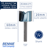 1/4" Shank TCT Tipped Straight Flute Router Bits Fits Makita Festool Dewalt Trend Routers