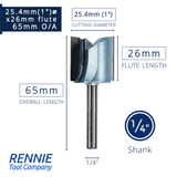 1/4" Shank TCT Tipped Straight Flute Router Bits Fits Makita Festool Dewalt Trend Routers