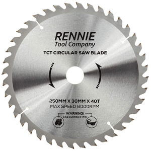 250mm x 40T TCT Circular Wood Saw Blade. Fits Bosch Makita Dewalt Circular Saws Etc