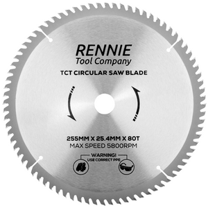 255mm x 25.4mm Bore x 80T TCT Circular Wood Saw Blade Fits Evolution Saws & Evolution Rage Saws