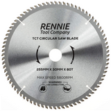 255mm x 80T TCT Circular Wood Saw Blade. Fits Bosch Makita Dewalt Circular Saws Etc