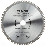 255mm x 80T TCT Circular Wood Saw Blade. Fits Bosch Makita Dewalt