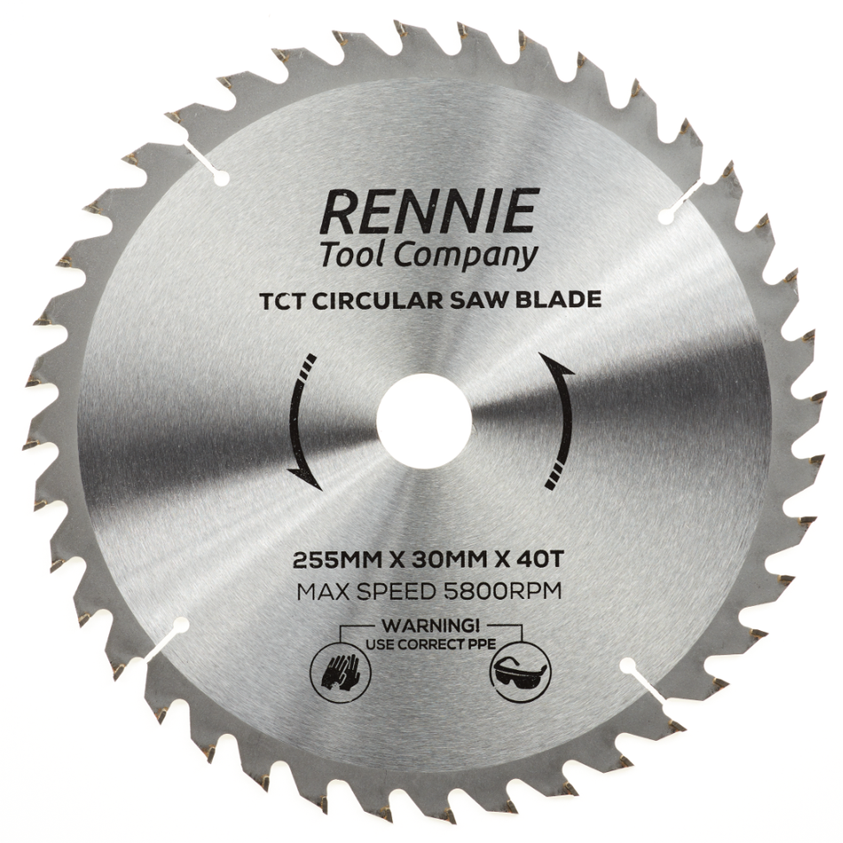 255mm x 40T TCT Circular Wood Saw Blade. Fits Bosch Makita Dewalt Circular Saws Etc