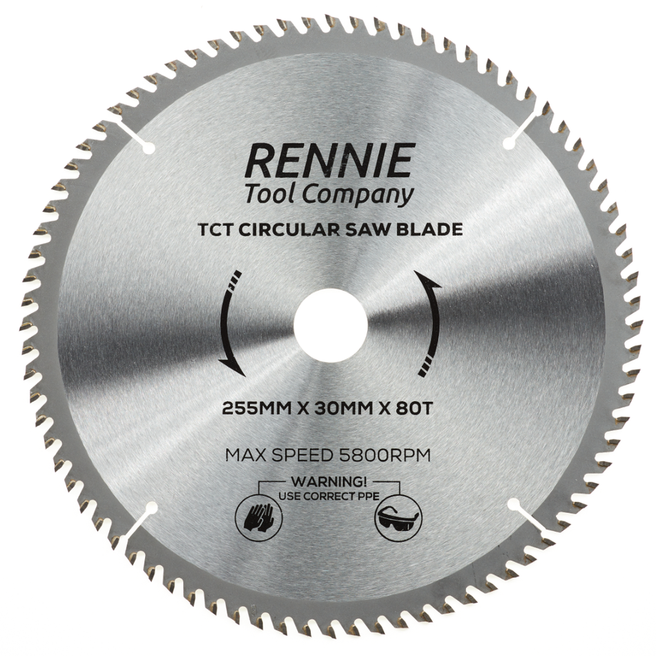 255mm x 80T TCT Circular Wood Saw Blade. Fits Bosch Makita Dewalt Circular Saws Etc