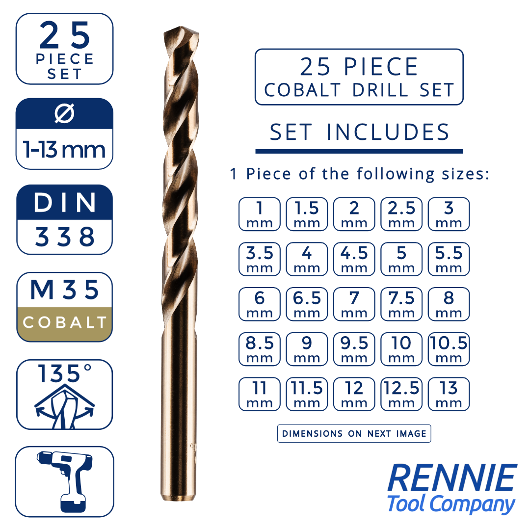 HELLER HSS Drill Bits Set - Cobalt & Titanium Coated, Micro To Long Sizes, Professional German Made For Metal Drilling