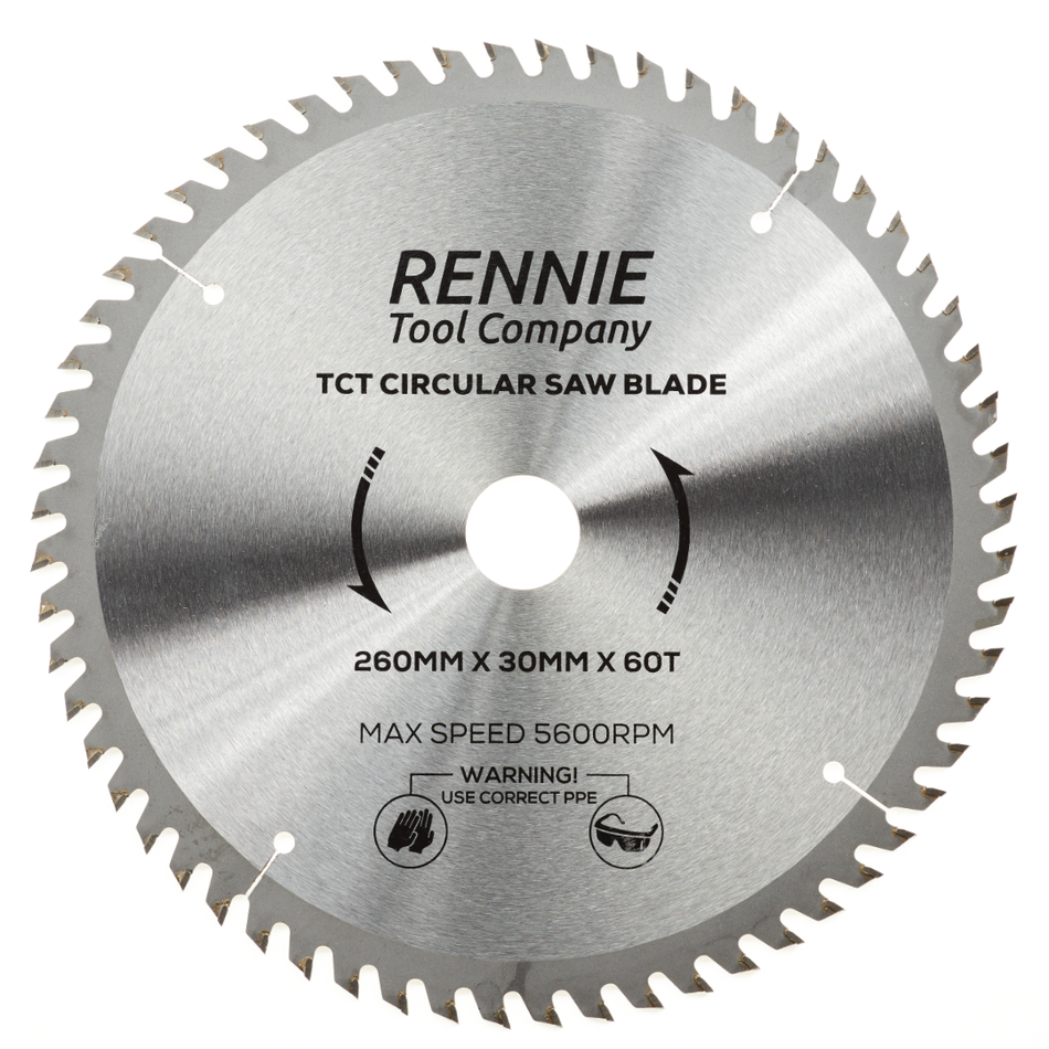 260mm x 60T TCT Circular Wood Saw Blade. Fits Festool Bosch Makita Dewalt Circular Saws Etc