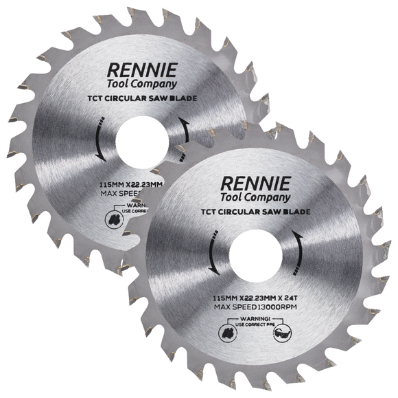 2 Pack - 115mm x 24T TCT Circular Wood Saw Blades for Various Saws
