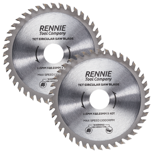 2 Pack -  115mm x 40T TCT Circular Wood Saw Blades Fits Bosch, Dewalt, Festool, Makita, Worx, Black & Decker etc