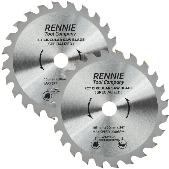 2 Pack-165mm x 24T TCT Cordless Circular Wood Saw Blades With Thin Kerf