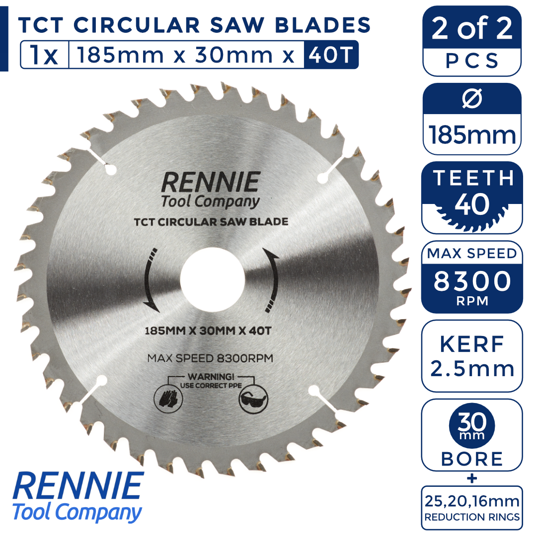 2 P 185mm x 24T 40T TCT Circular Wood Saw Blades