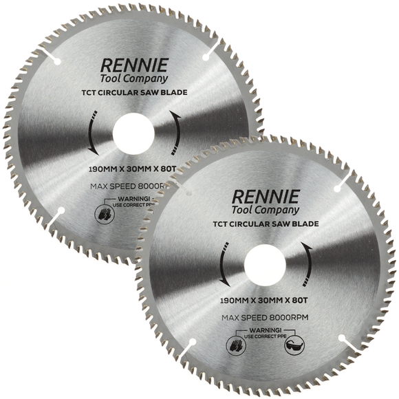 2 Pack - 190mm x 80T TCT Circular Wood Saw Blades