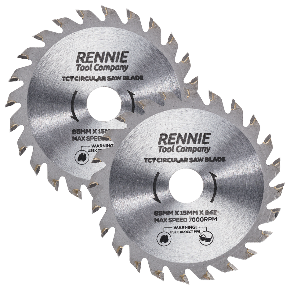 2 Pack - 85mm x 24T TCT Circular Wood Saw Blades Fits Bosch, Festool, Makita, Worx, Balck & Decker etc