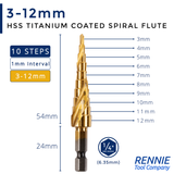 HSS Step Drills Titanium (TIN) Coated On A Hex Shank