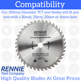 300mm x 40T TCT Circular Wood Saw Blade. Fits Multiple Circular Saws.