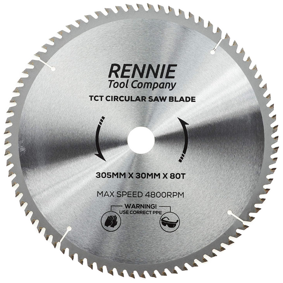 305mm x 80T TCT Circular Wood Saw Blade. Fits Bosch Makita Dewalt Circular Saws Etc