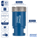 M14 Shank Diamond Tile Drill Bits / Holesaws For Use With Angle Grinders