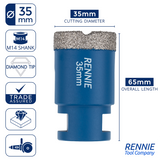M14 Shank Diamond Tile Drill Bits / Holesaws For Use With Angle Grinders