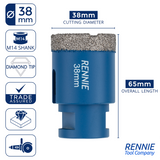 M14 Shank Diamond Tile Drill Bits / Holesaws For Use With Angle Grinders