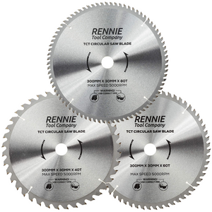 3 Pack - 300mm x 40T 60T & 80T TCT Circular Wood Saw Blades. Fits Bosch Makita Dewalt Circular Saws Etc