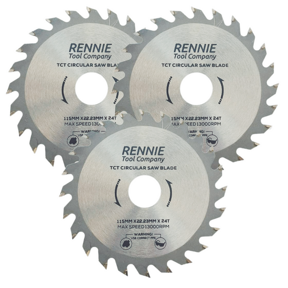 3 Pack 115mm x 24T TCT Circular Wood Saw Blades Fits Bosch Festool