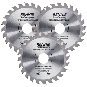 3 Pack - 115mm x 24T TCT Circular Wood Saw Blades Fits Bosch, Festool, Makita, Worx, Balck & Decker etc