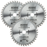 3 Pack - 160mm x 36T TCT Circular Wood Saw Blades Fits Bosch, Makita, Black & Decker, ,Festool TS55 etc