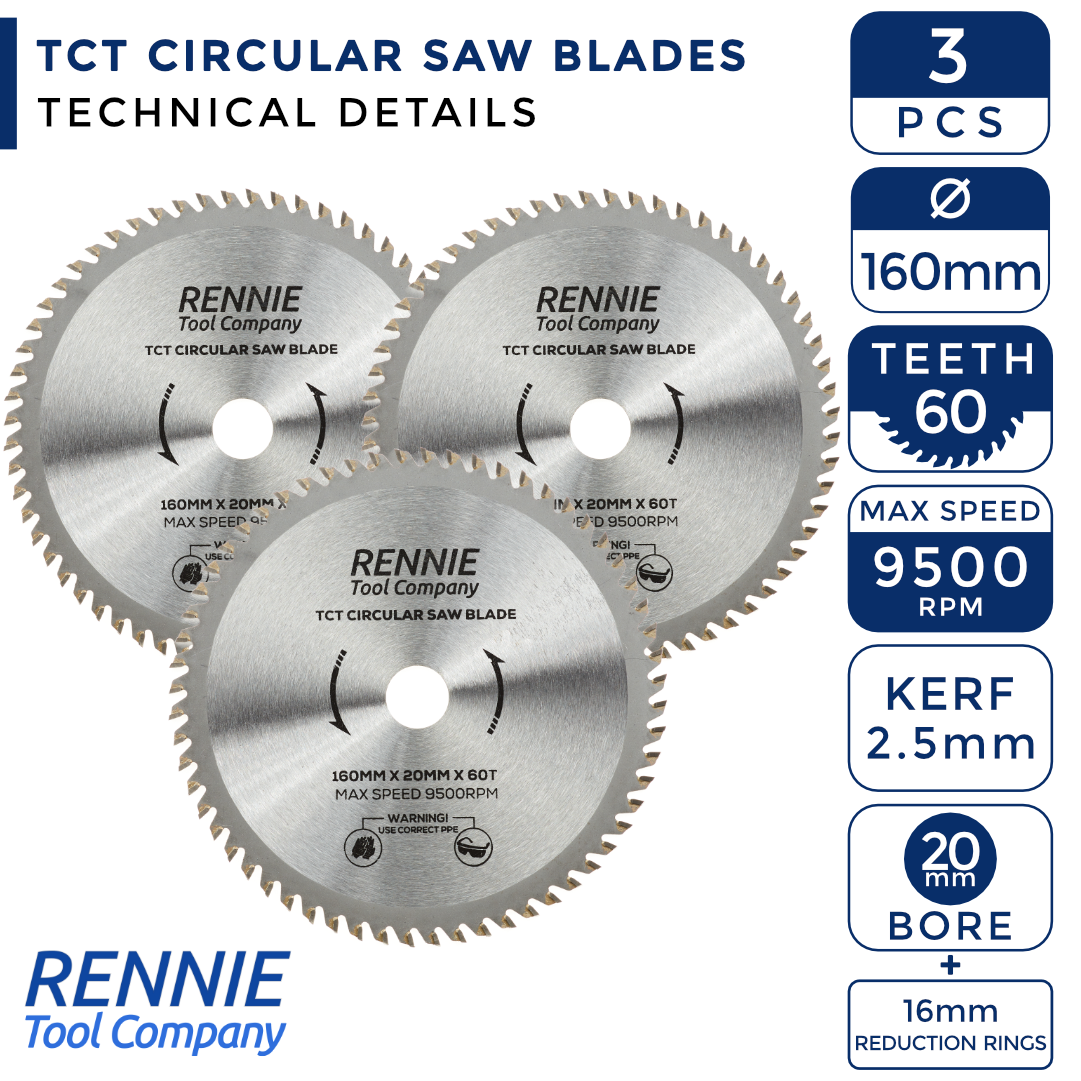 3P 160mm x 60T TCT Circular Wood Saw Blades Rennie