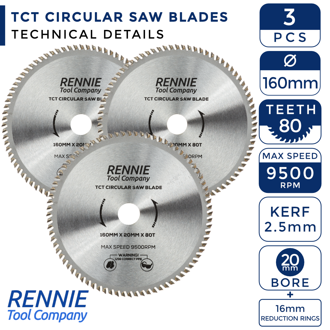 3P 160mm x 80T TCT Circular Wood Saw Blades Rennie