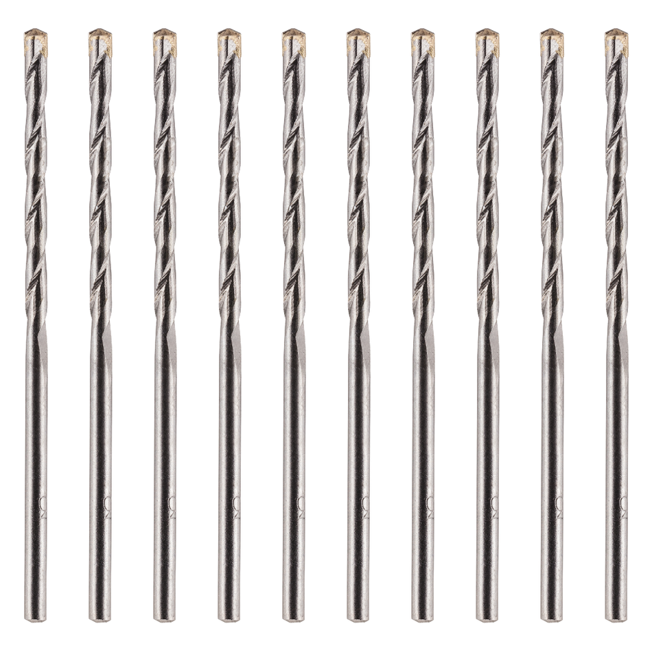 Pack Of 10 - TCT Tipped Masonry Drill Bits Straight Shank